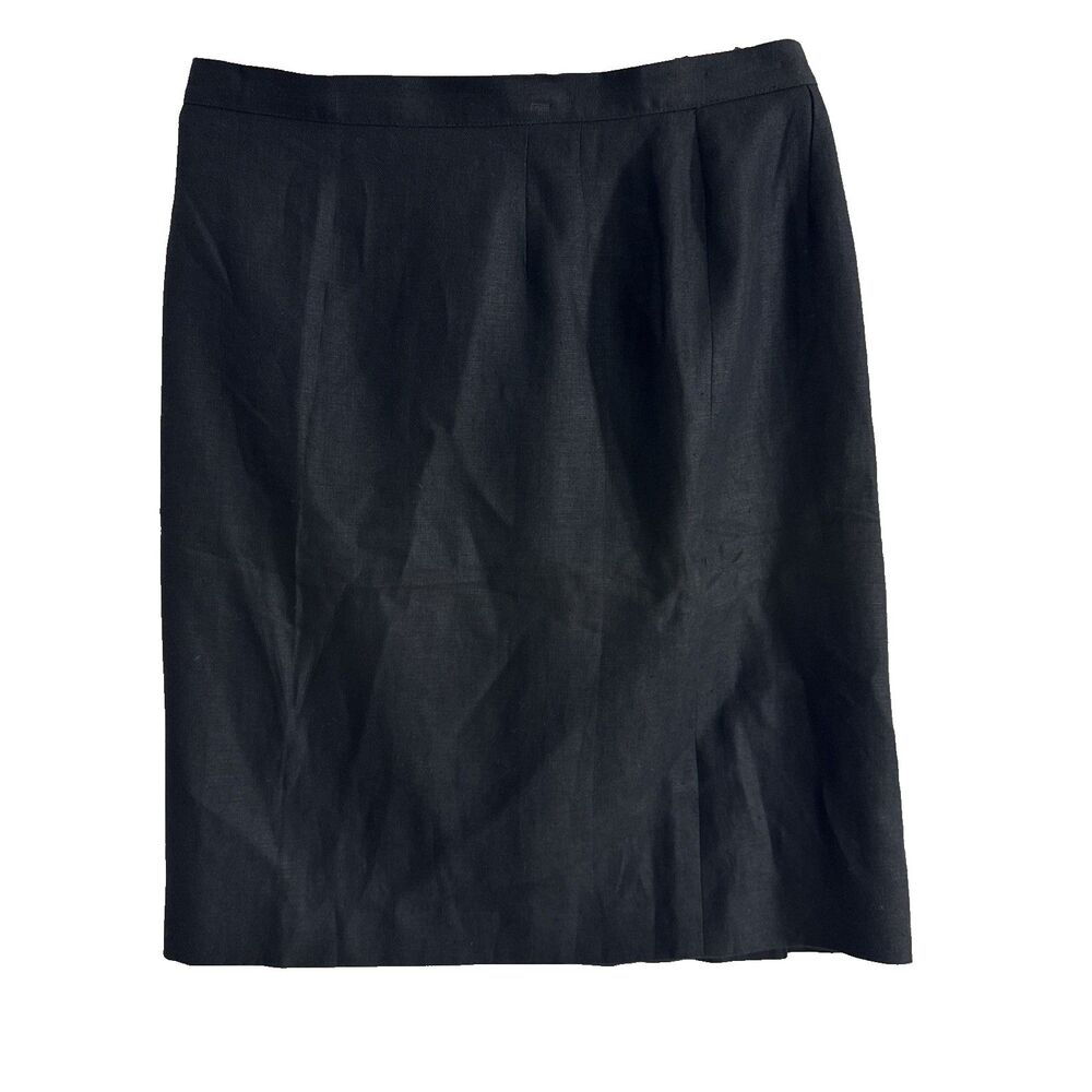 Giorgio Armani Black Linen Pencil Skirt - 16 (34" waist) - classic, quiet luxury